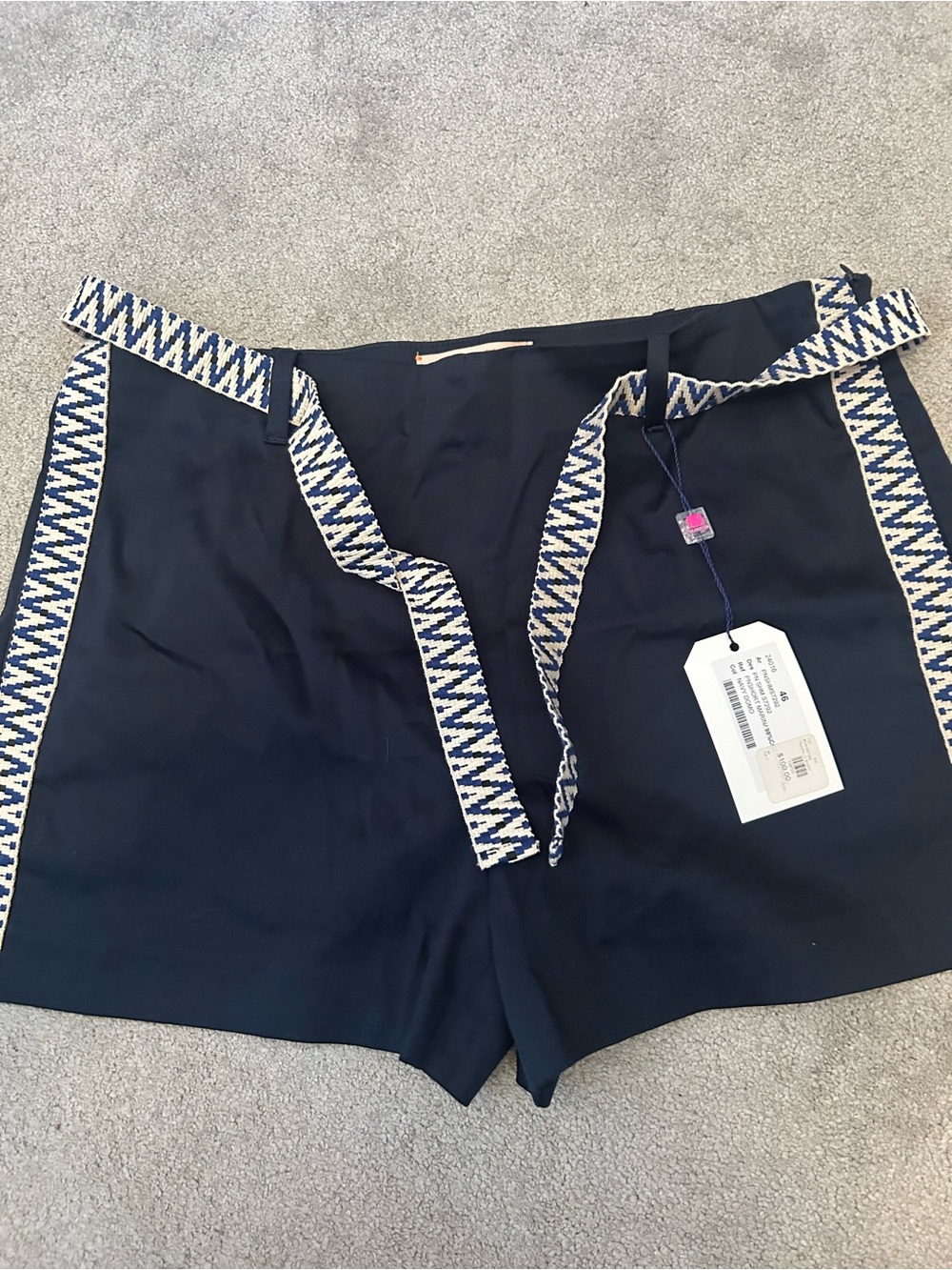 Vilagallo Navy High-Waist Shorts with Blue & White Trim size 46